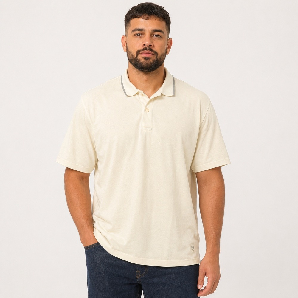 Cremieux Classics Mens XL Cream Polo Shirt Short Sleeve Pique Knit Logo